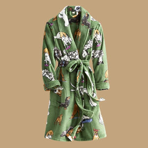 New Vera Bradley DOG PARK Fleece Robe L/XL Large Extra Large Green